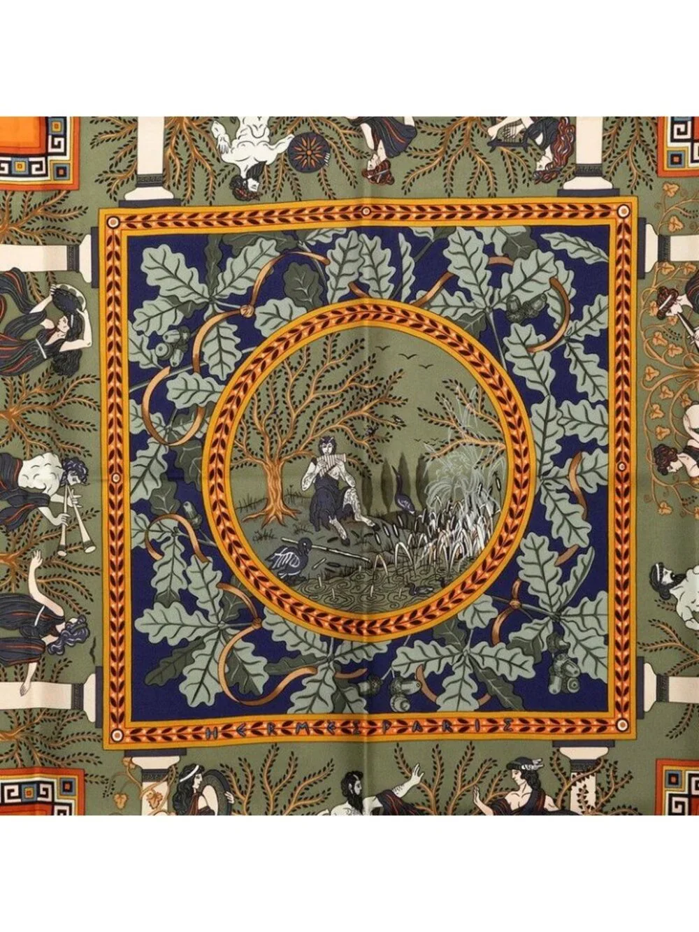 Hermes Carre 90 Musique Des Dieux Music of the Gods Scarf Large Multicolor Silk